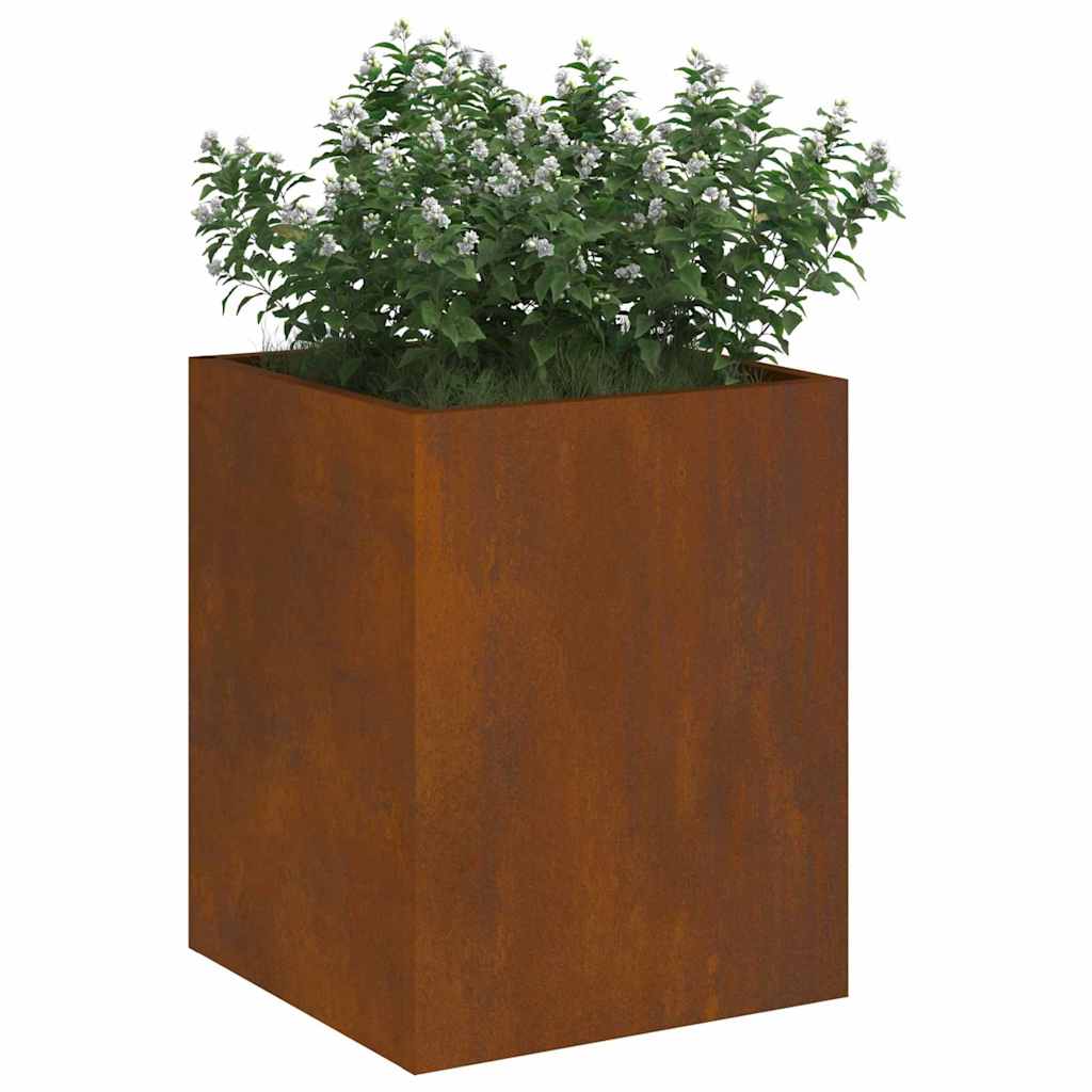 Vaso da giardino Marrone 32 x 32 x 40 cm Acciaio invecchiato