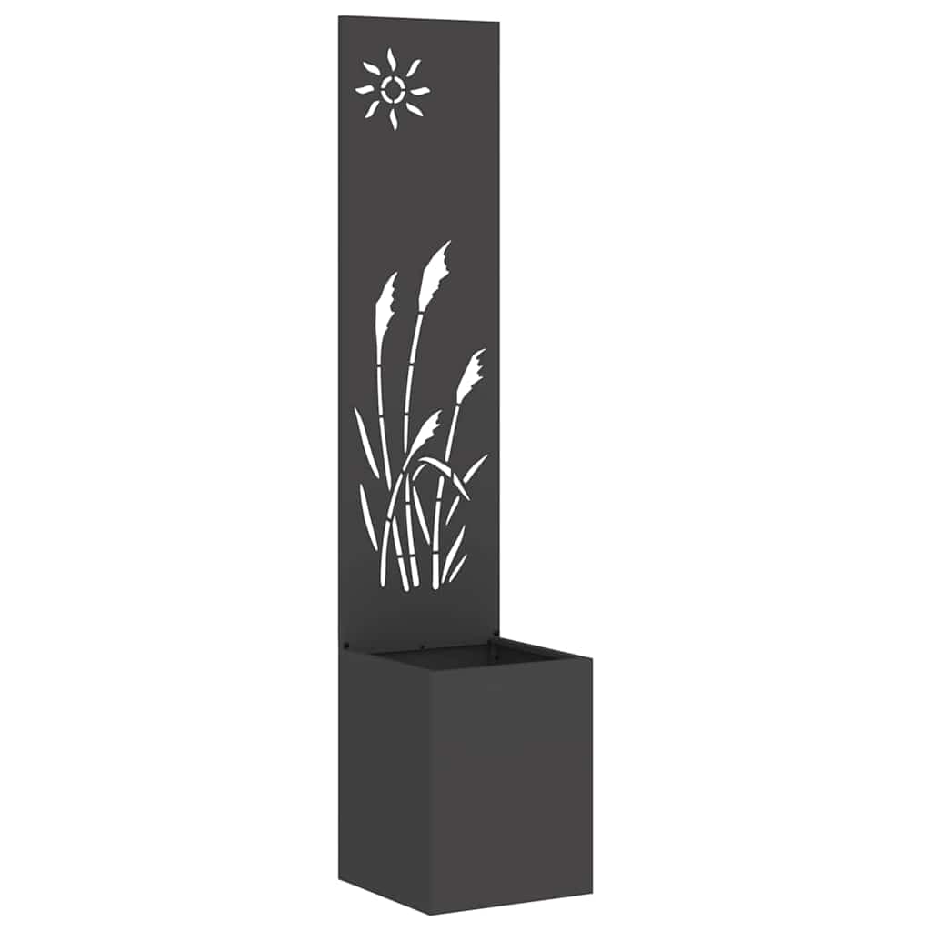 Vaso da Giardino con Pannello Decorativo Nero 32 x 140 cm