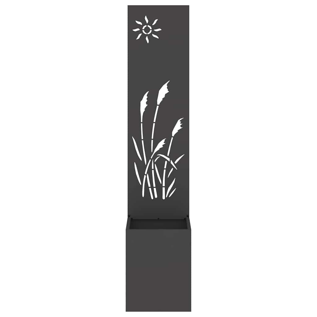 Vaso da Giardino con Pannello Decorativo Nero 32 x 140 cm