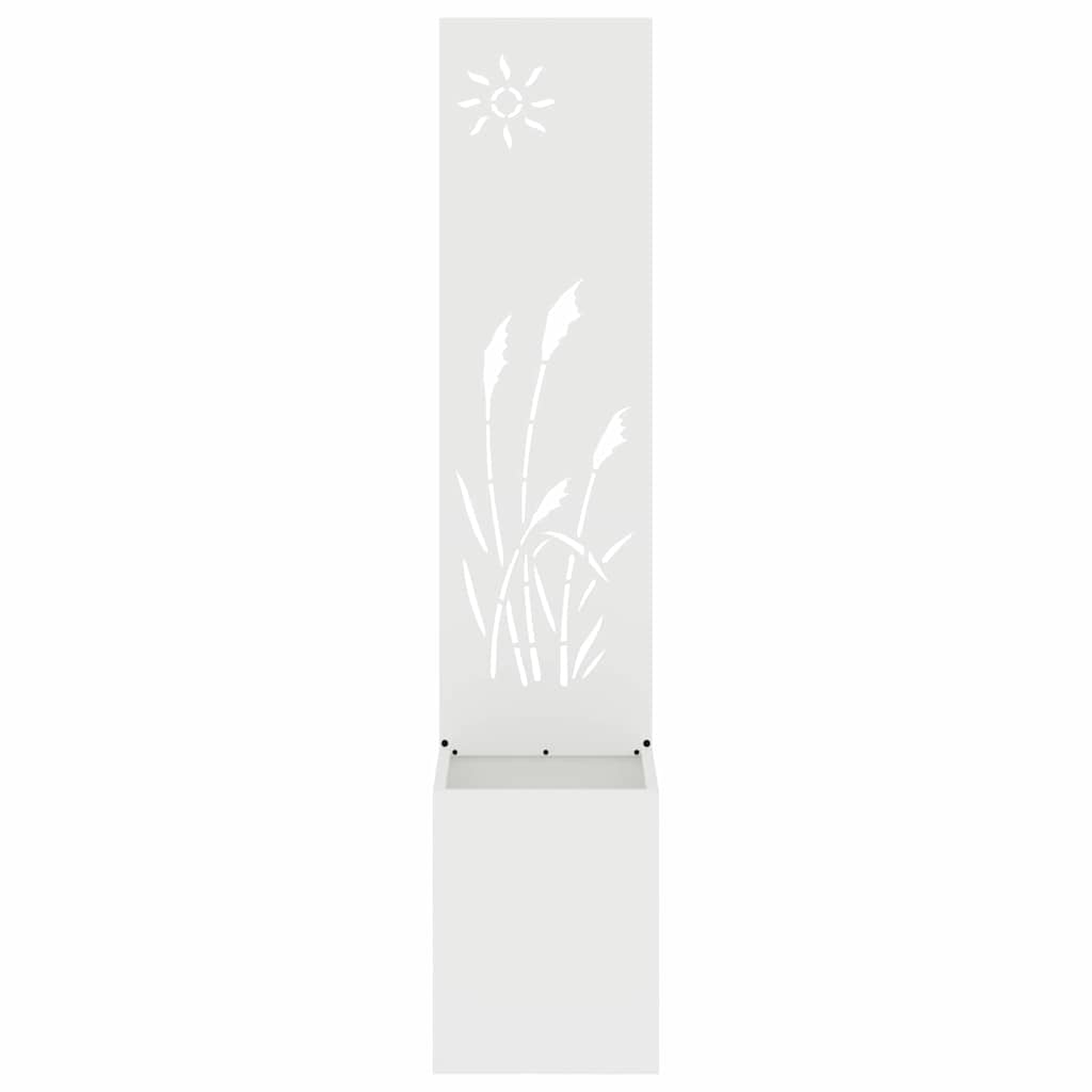 Vaso da Giardino con Pannello Decorativo Bianco 32 x 140 cm