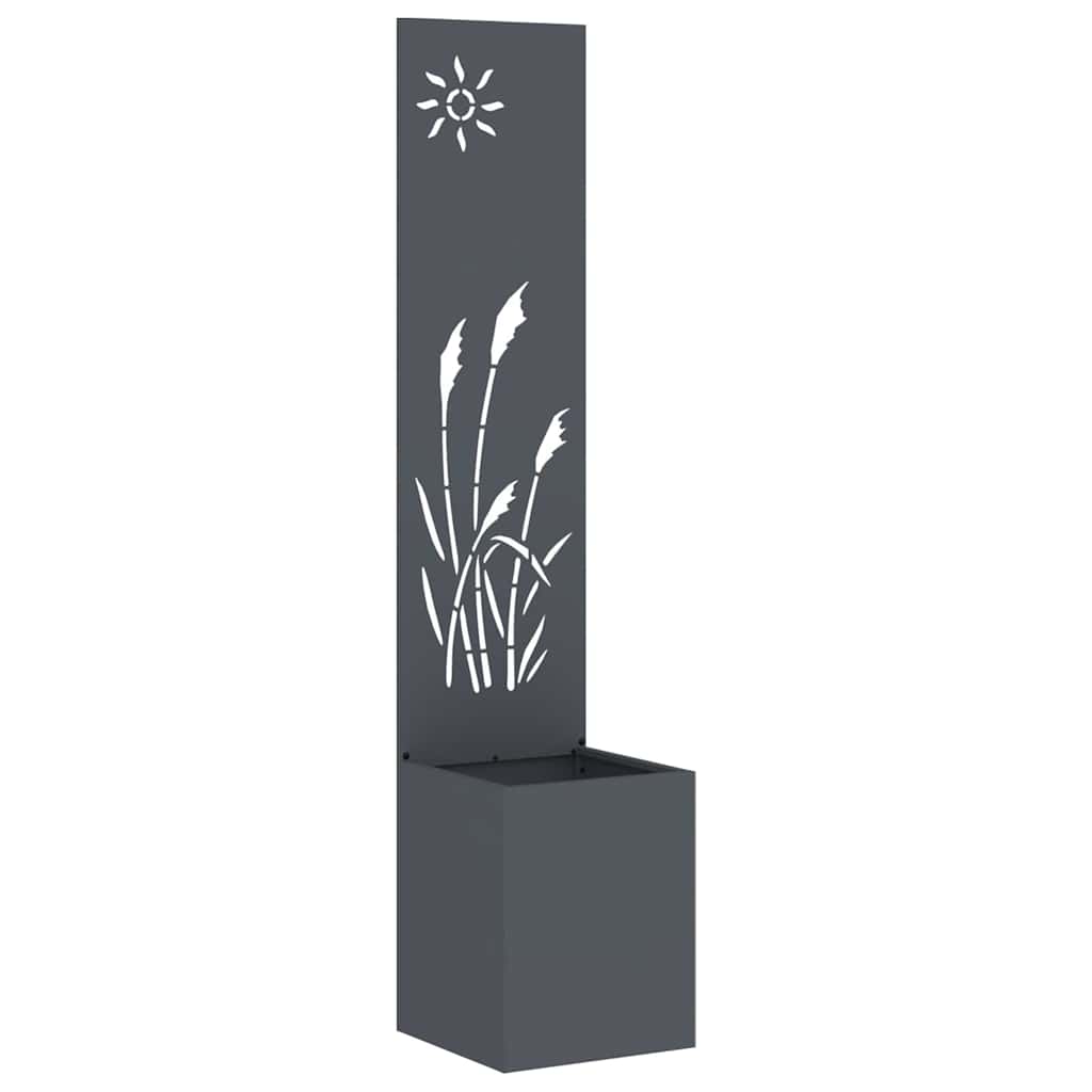 Vaso da Giardino con Pannello Decorativo Antracite 32 x 140 cm