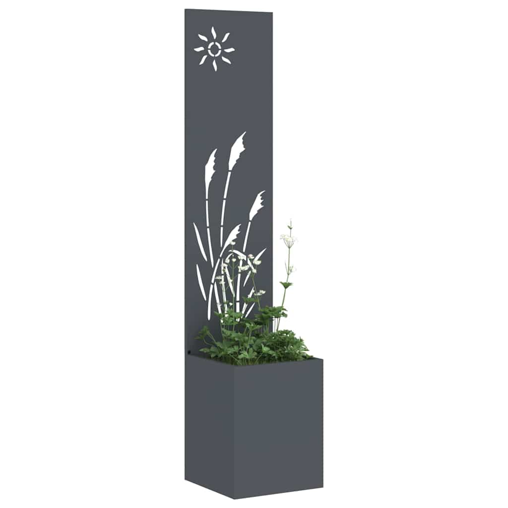 Vaso da Giardino con Pannello Decorativo Antracite 32 x 140 cm