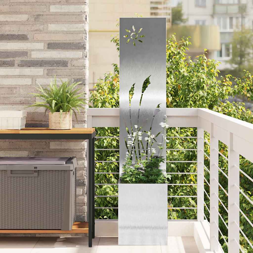 Vaso da Giardino con Pannello Decorativo Argento 32 x 140 cm