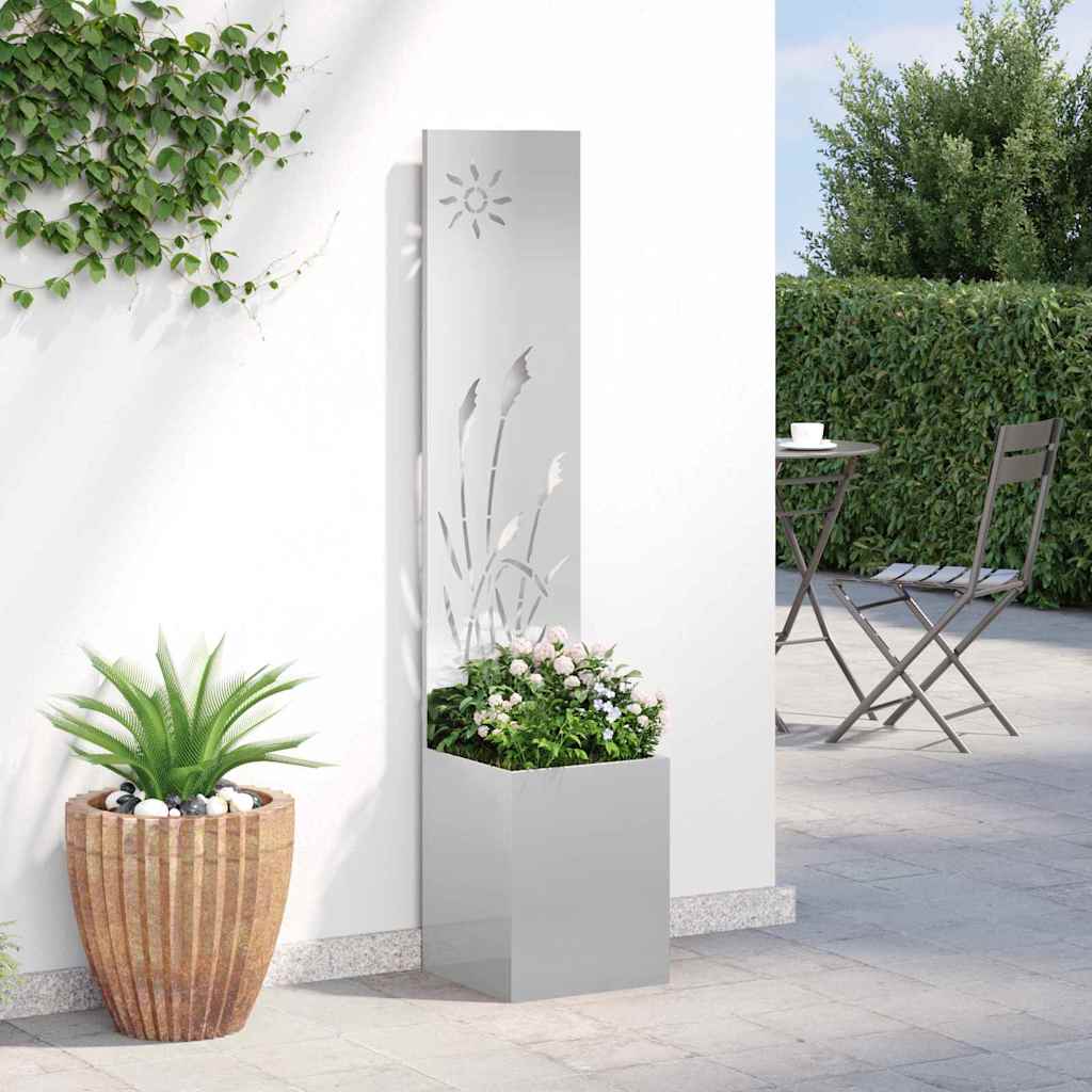 Vaso da Giardino con Pannello Decorativo Argento 32 x 140 cm