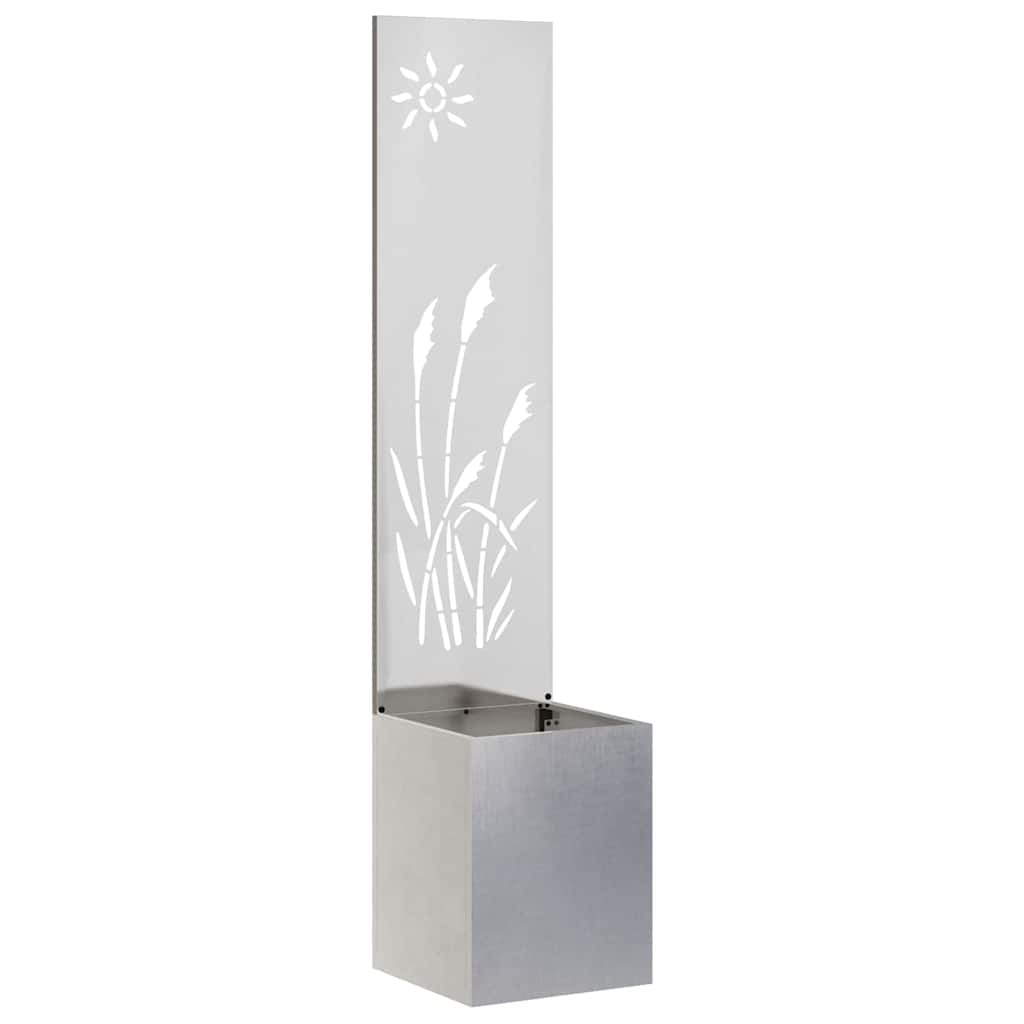 Vaso da Giardino con Pannello Decorativo Argento 32 x 140 cm
