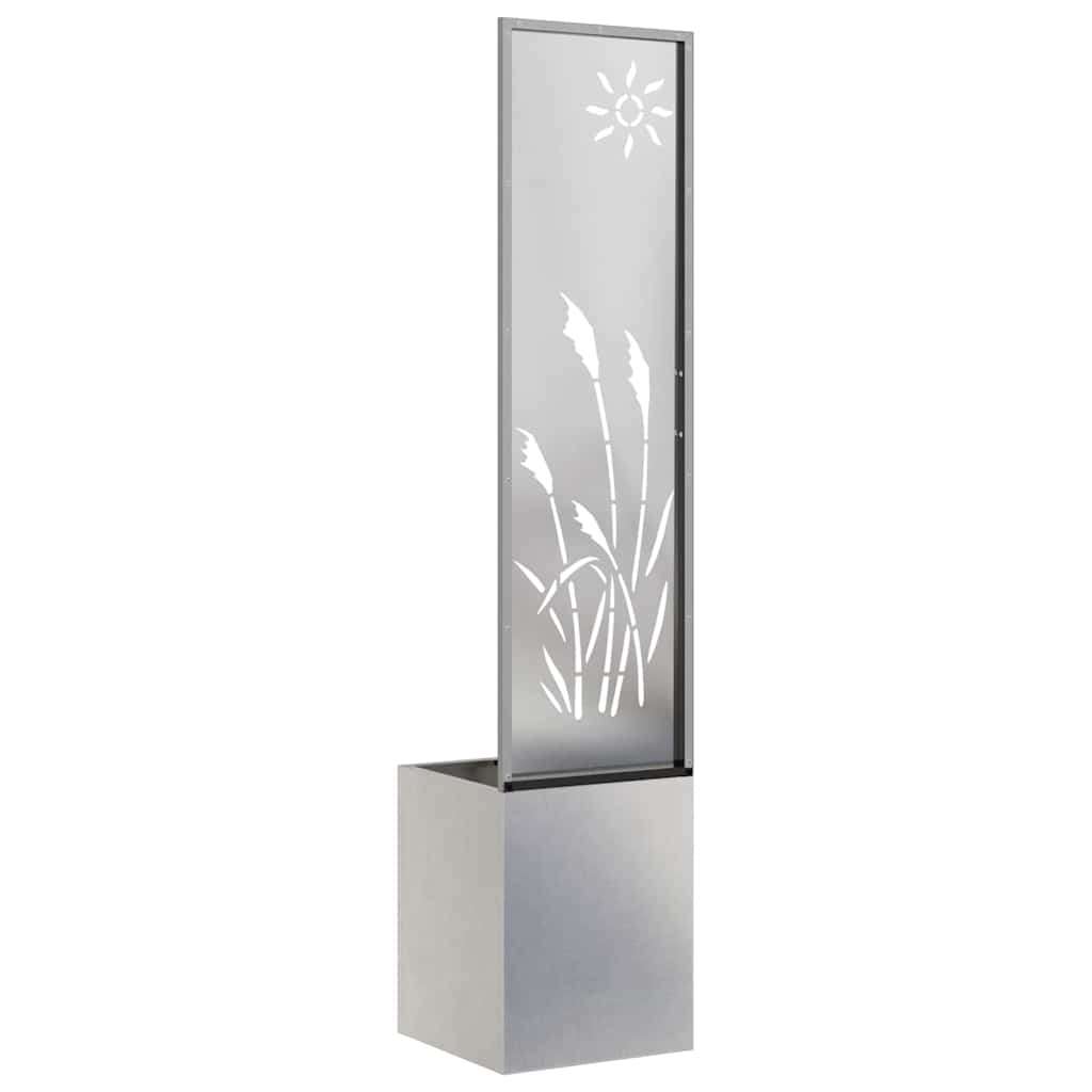 Vaso da Giardino con Pannello Decorativo Argento 32 x 140 cm