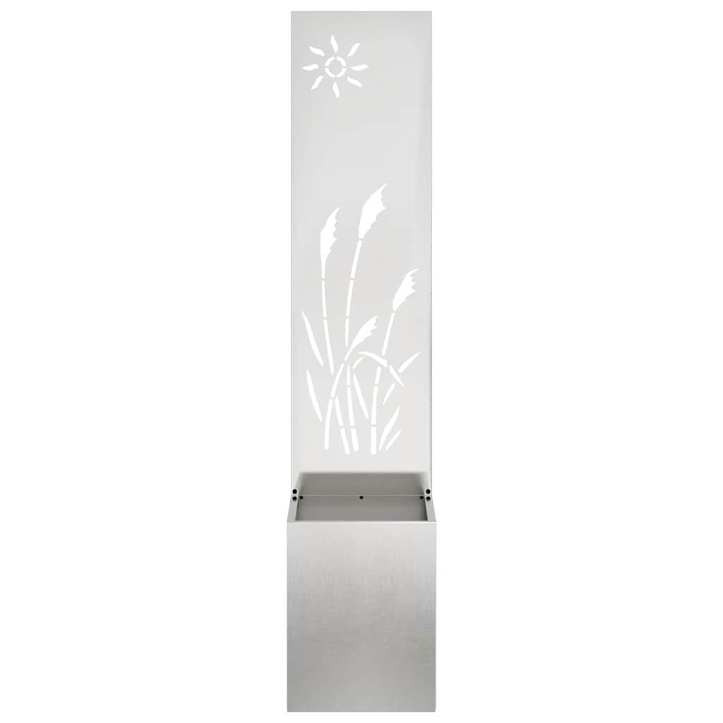 Vaso da Giardino con Pannello Decorativo Argento 32 x 140 cm