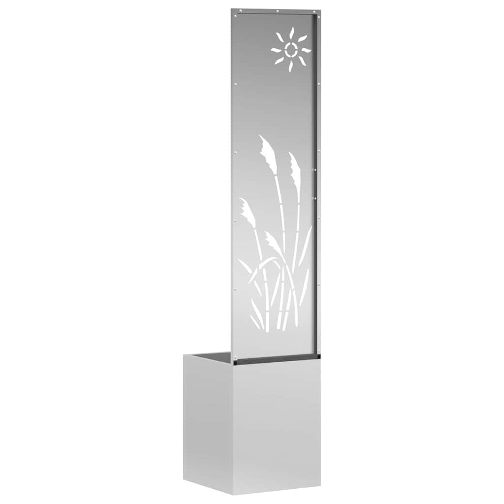 Vaso da Giardino con Pannello Decorativo Argento 32 x 140 cm