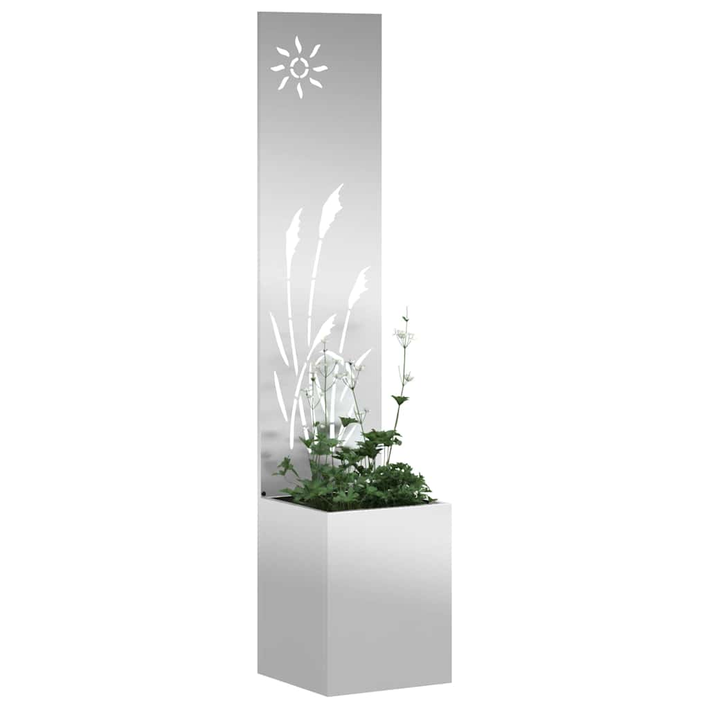 Vaso da Giardino con Pannello Decorativo Argento 32 x 140 cm