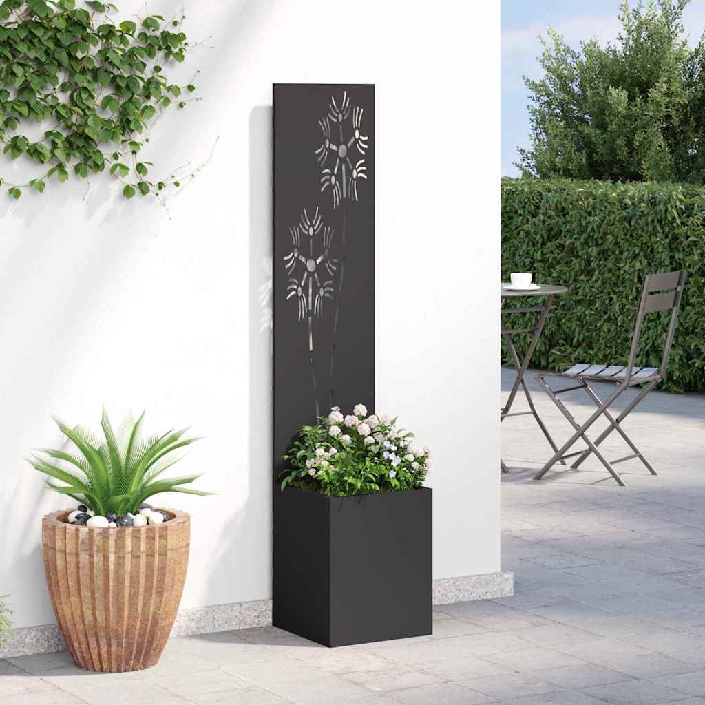 Vaso da Giardino con Pannello Decorativo Nero 32 x 140 cm
