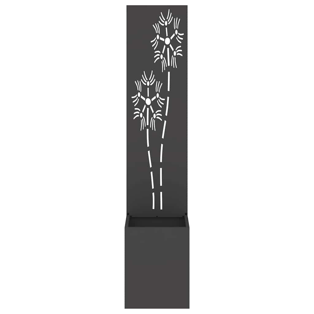 Vaso da Giardino con Pannello Decorativo Nero 32 x 140 cm