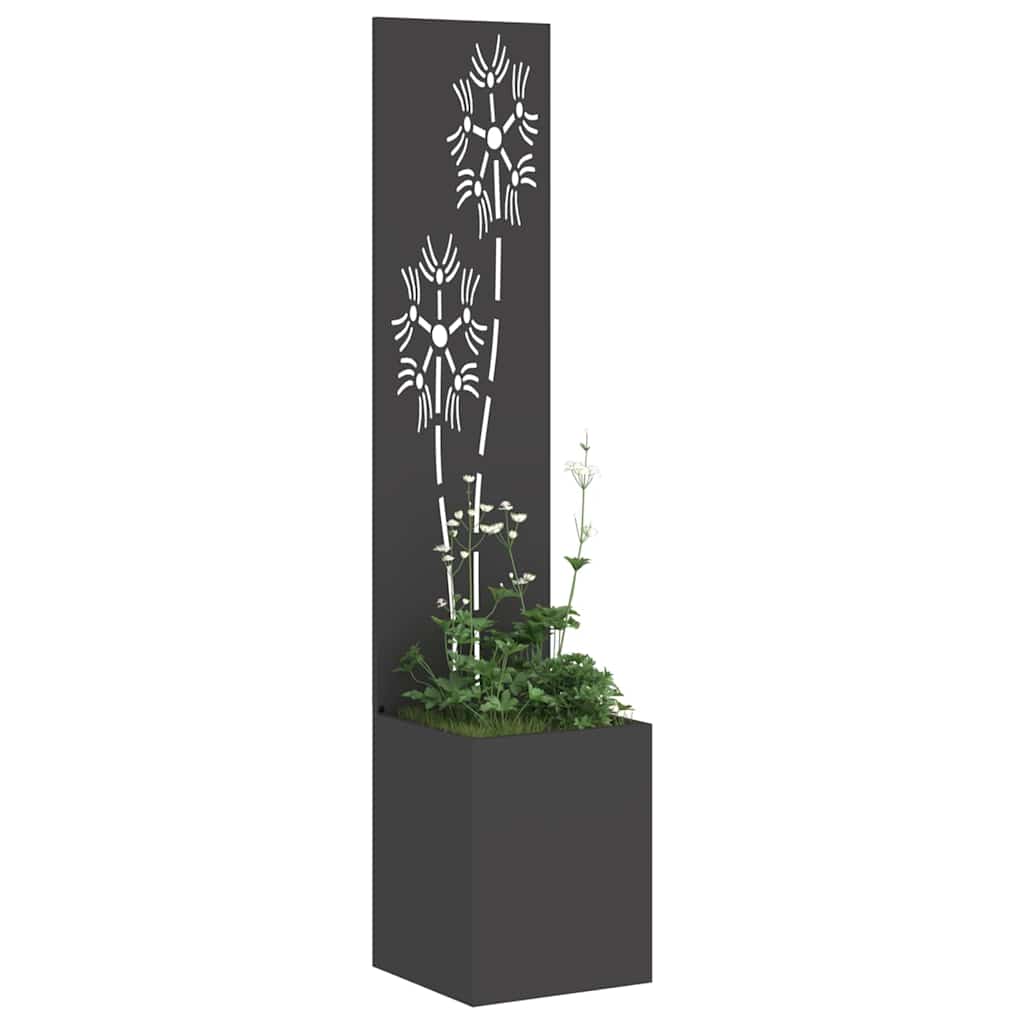 Vaso da Giardino con Pannello Decorativo Nero 32 x 140 cm