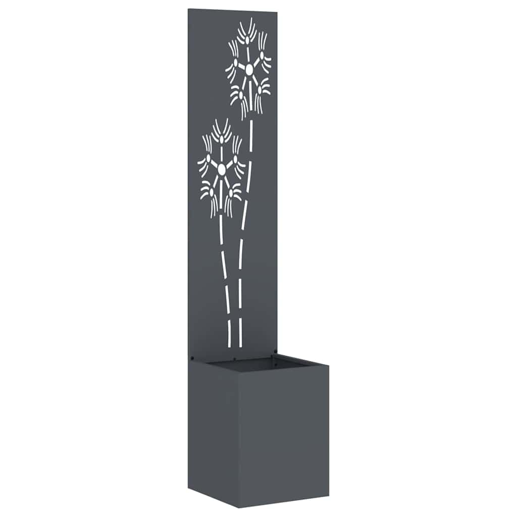 Vaso da Giardino con Pannello Decorativo Antracite 32 x 140 cm