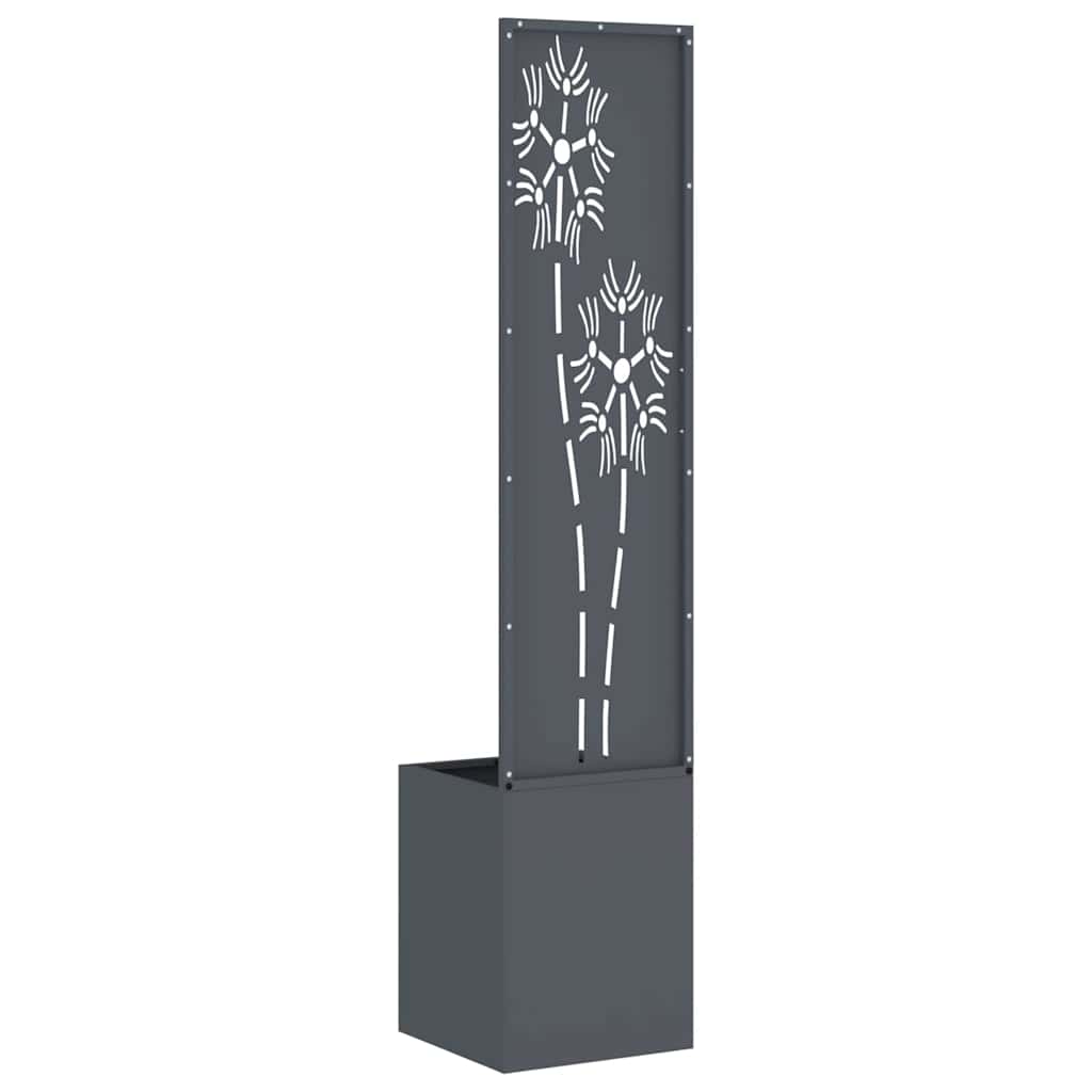 Vaso da Giardino con Pannello Decorativo Antracite 32 x 140 cm