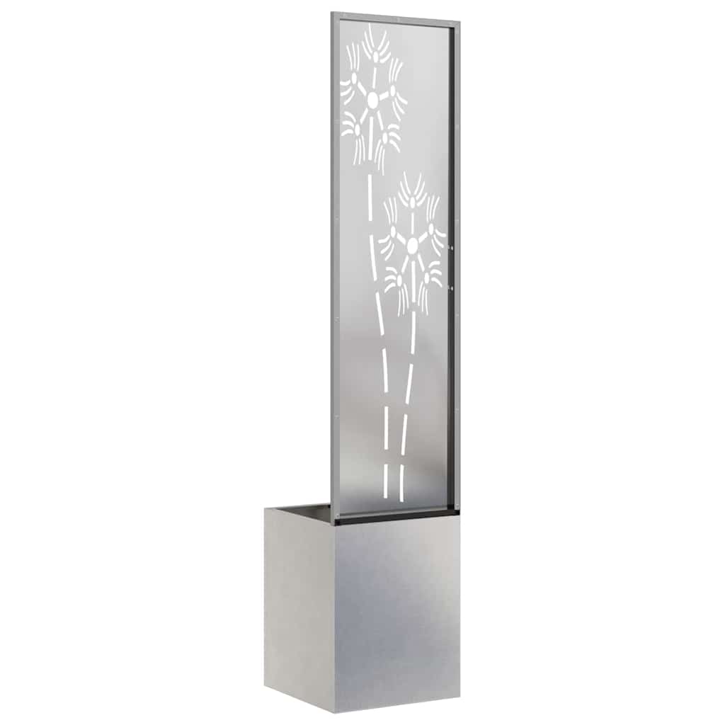 Vaso da Giardino con Pannello Decorativo Argento 32 x 140 cm