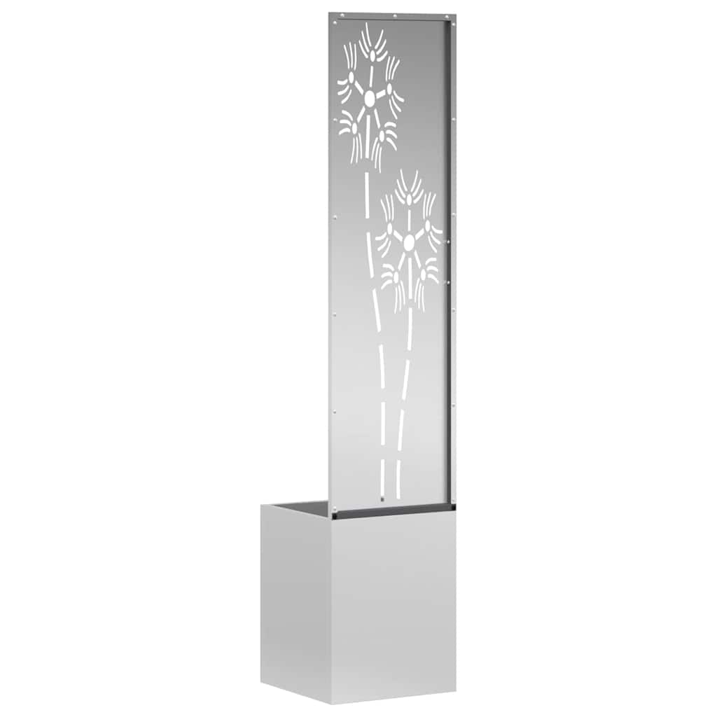 Vaso da Giardino con Pannello Decorativo Argento 32 x 140 cm