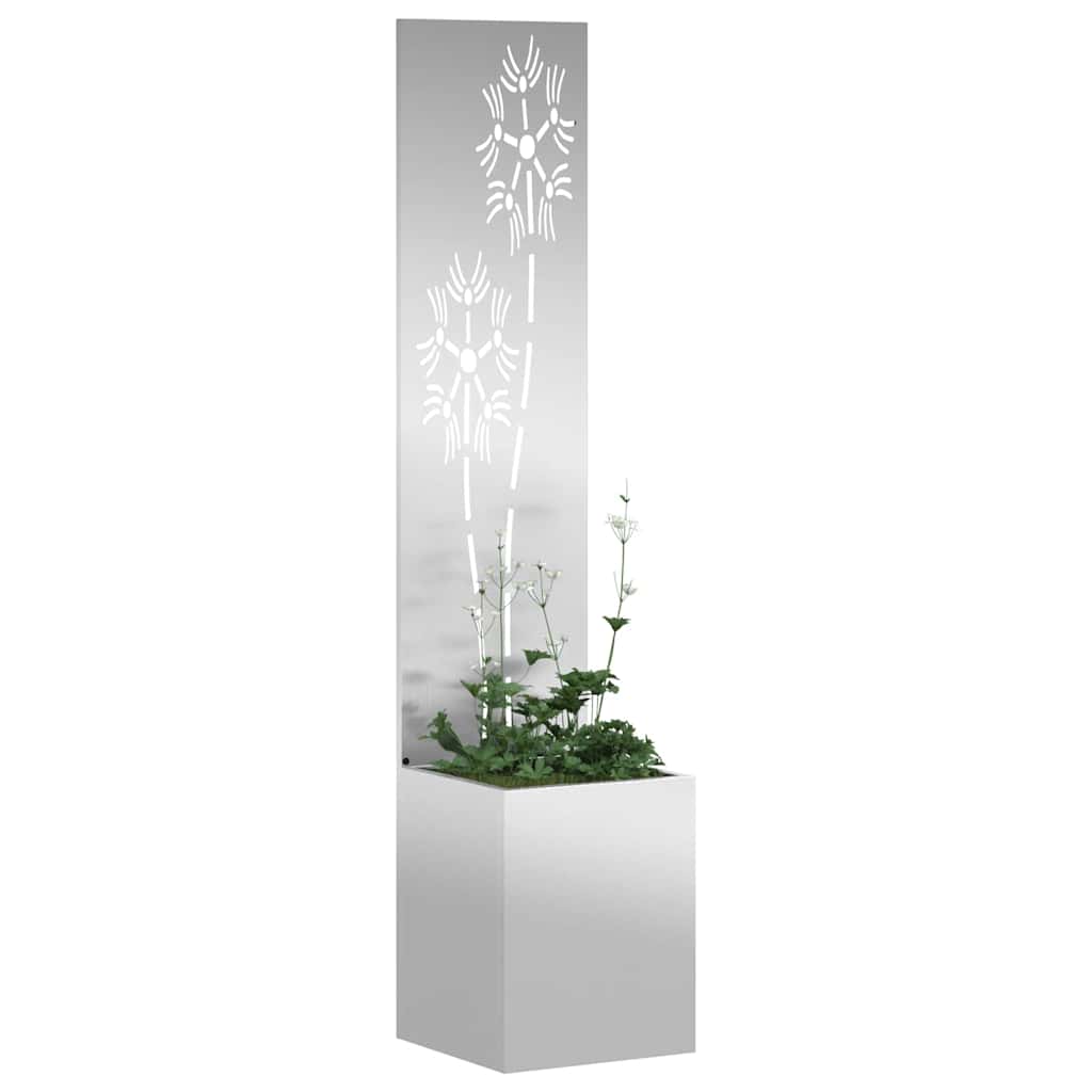Vaso da Giardino con Pannello Decorativo Argento 32 x 140 cm