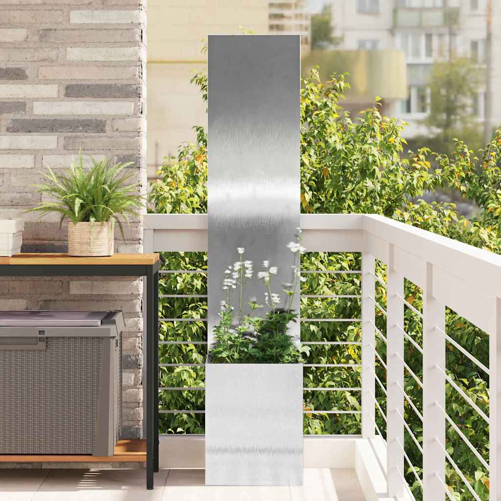 Vaso da Giardino con Pannello Decorativo Argento 32 x 140 cm