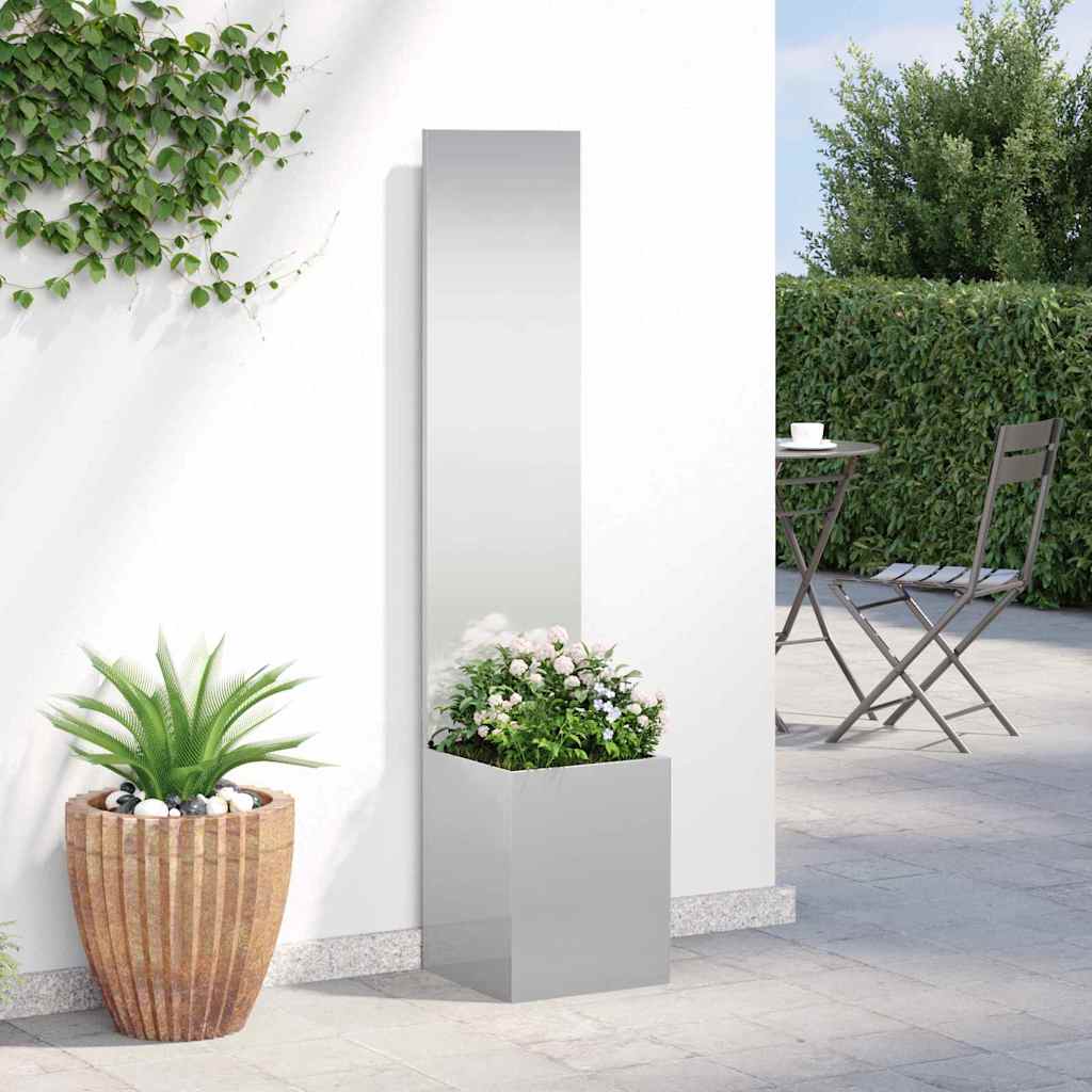 Vaso da Giardino con Pannello Decorativo Argento 32 x 140 cm