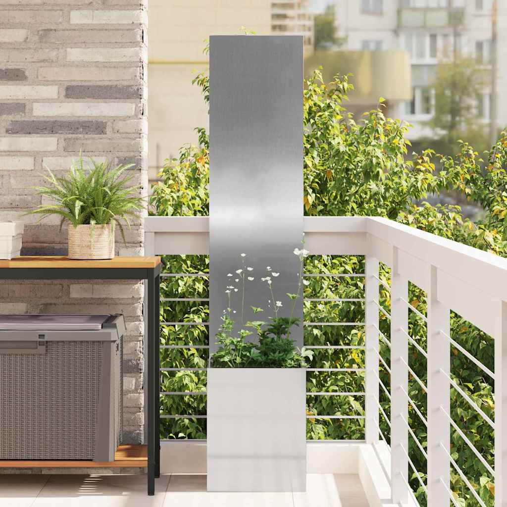Vaso da Giardino con Pannello Decorativo Argento 32 x 140 cm