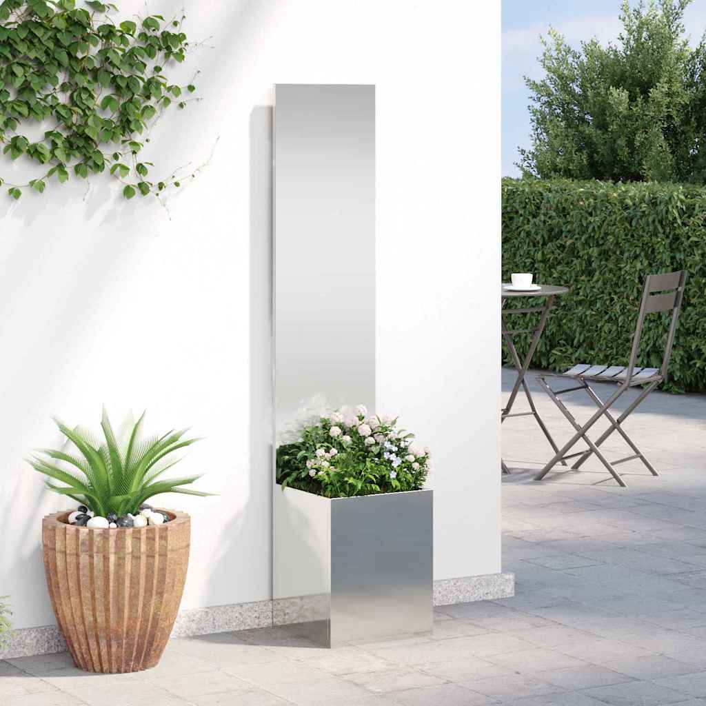 Vaso da Giardino con Pannello Decorativo Argento 32 x 140 cm