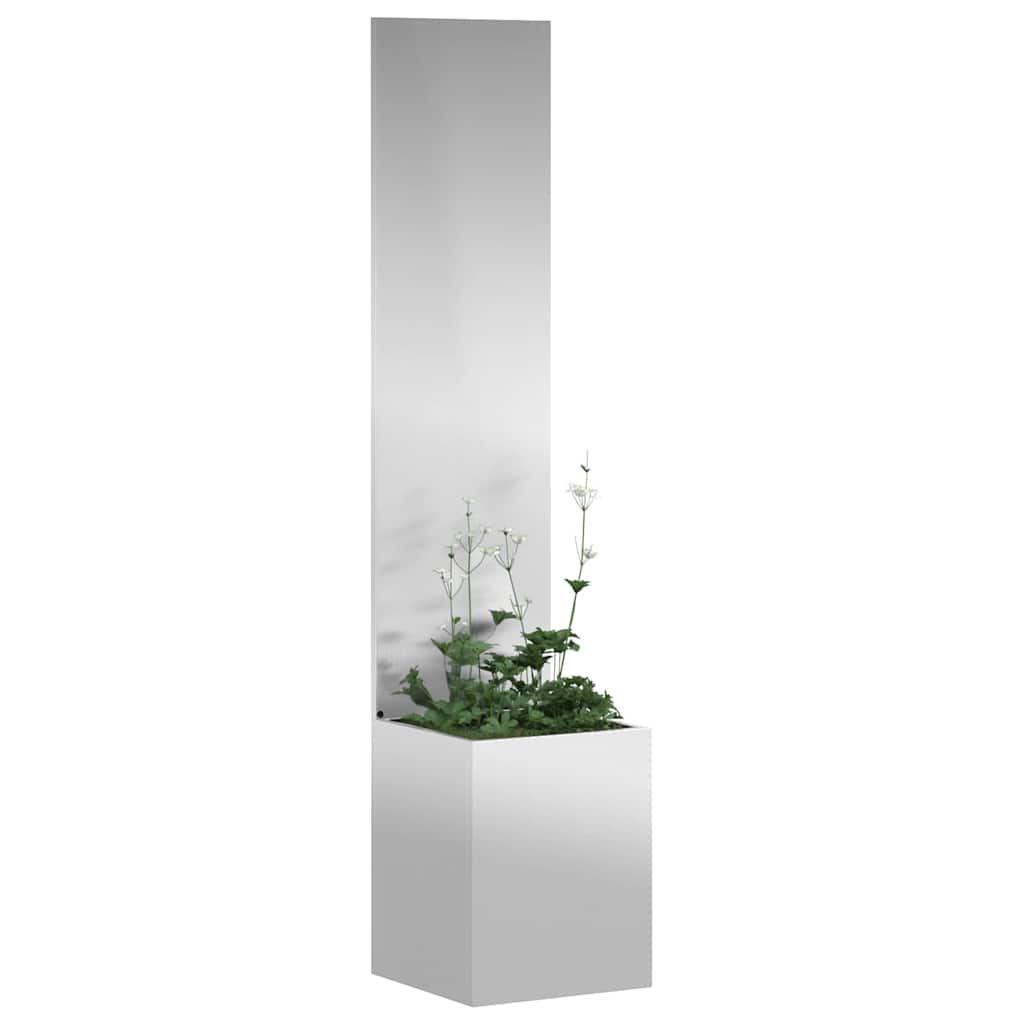 Vaso da Giardino con Pannello Decorativo Argento 32 x 140 cm
