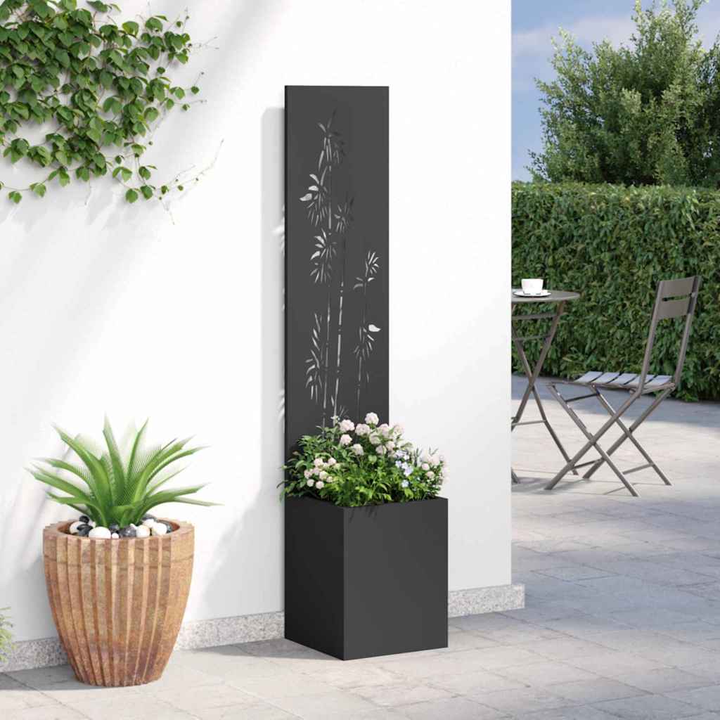 Vaso da Giardino con Pannello Decorativo Nero 32 x 140 cm