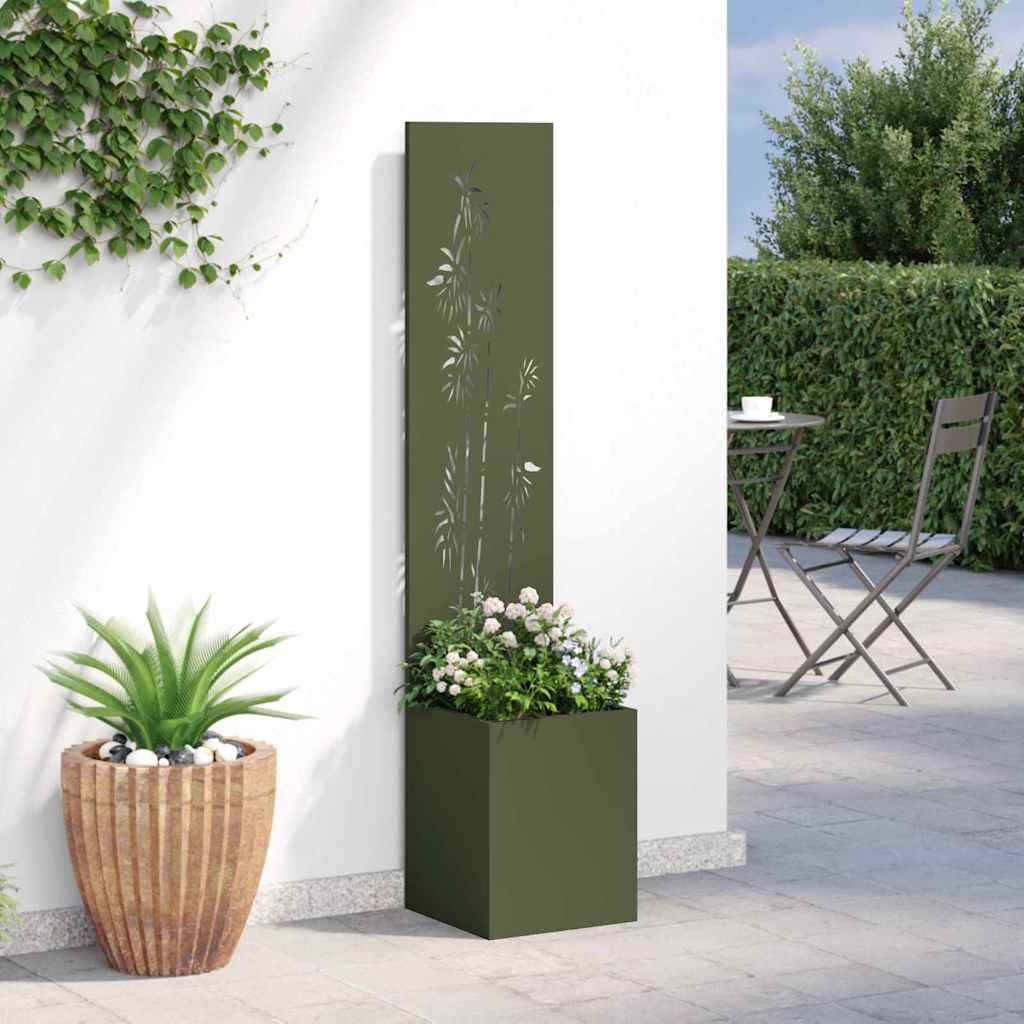 Vaso da Giardino con Pannello Decorativo Oliver verde