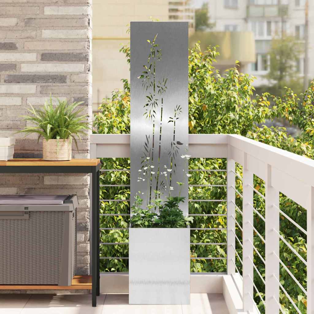 Vaso da Giardino con Pannello Decorativo Argento 32 x 140 cm