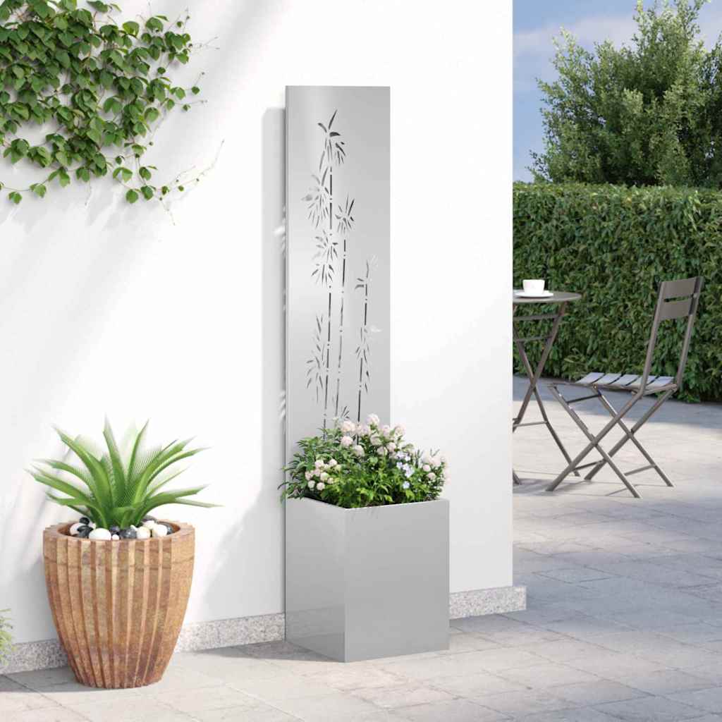 Vaso da Giardino con Pannello Decorativo Argento 32 x 140 cm