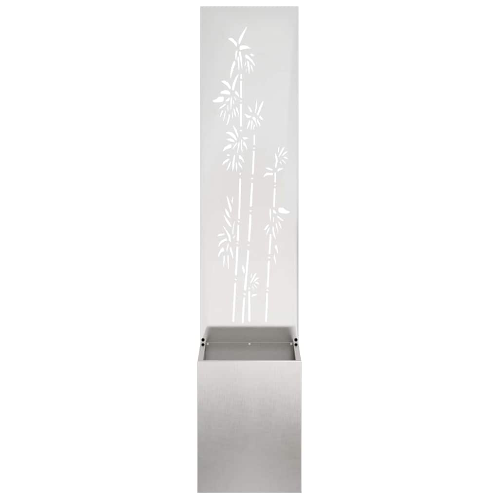Vaso da Giardino con Pannello Decorativo Argento 32 x 140 cm