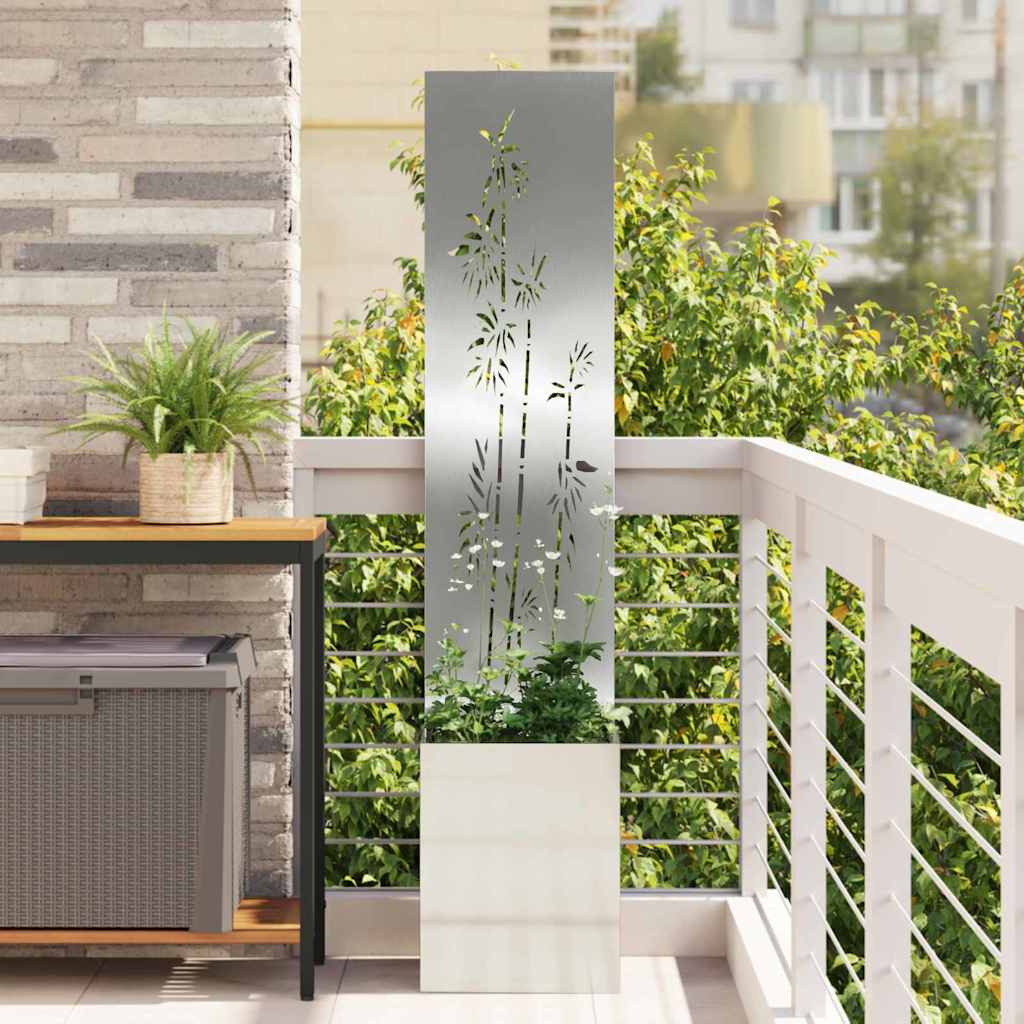 Vaso da Giardino con Pannello Decorativo Argento 32 x 140 cm