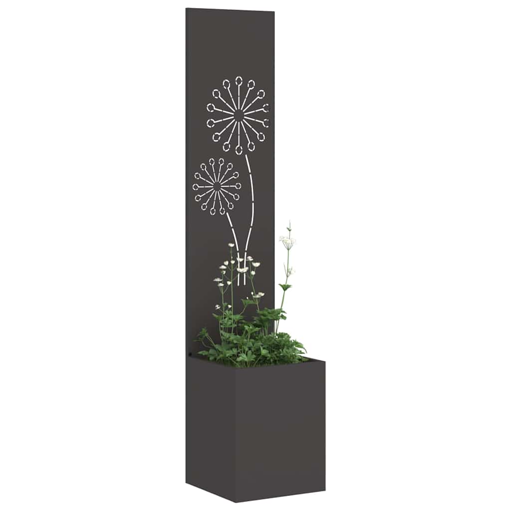 Vaso da Giardino con Pannello Decorativo Nero 32 x 140 cm