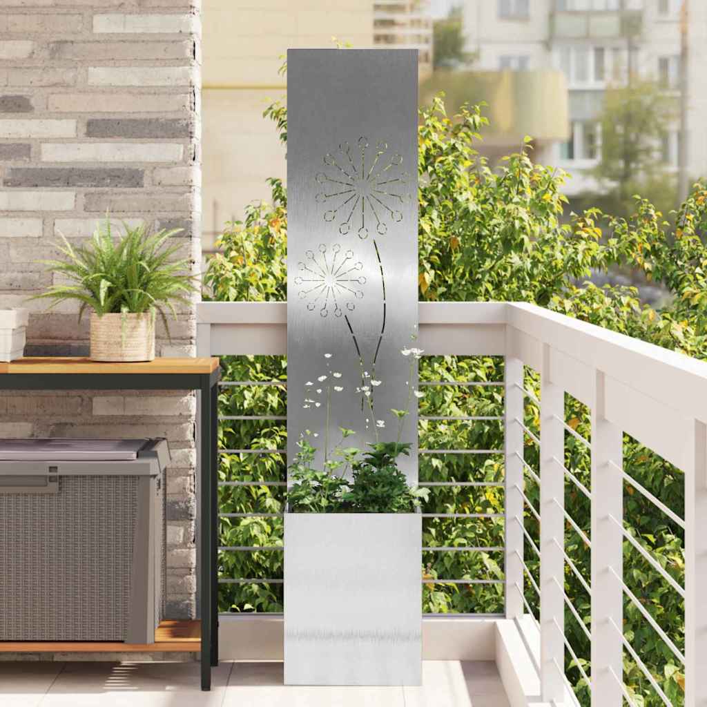 Vaso da Giardino con Pannello Decorativo Argento 32 x 140 cm
