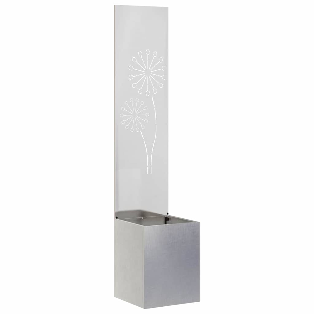 Vaso da Giardino con Pannello Decorativo Argento 32 x 140 cm