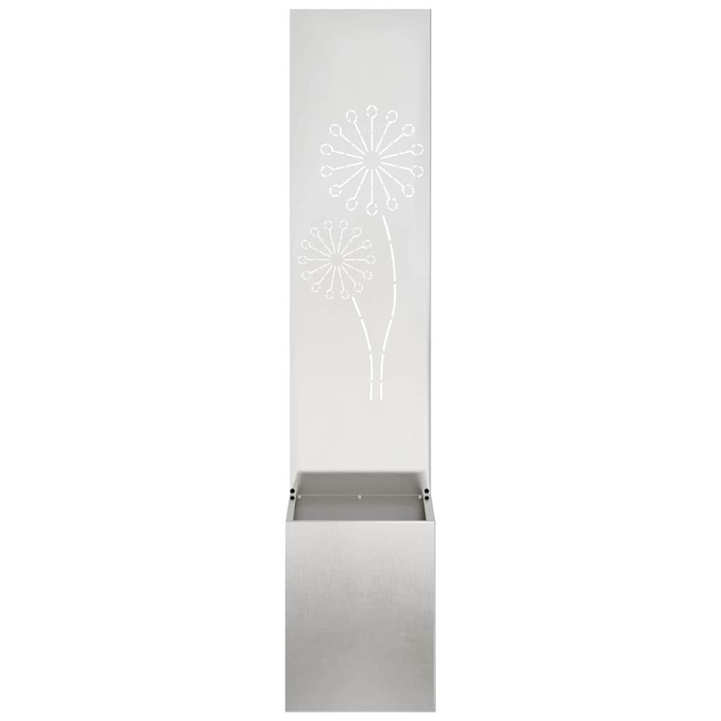 Vaso da Giardino con Pannello Decorativo Argento 32 x 140 cm