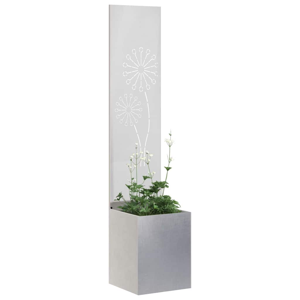 Vaso da Giardino con Pannello Decorativo Argento 32 x 140 cm