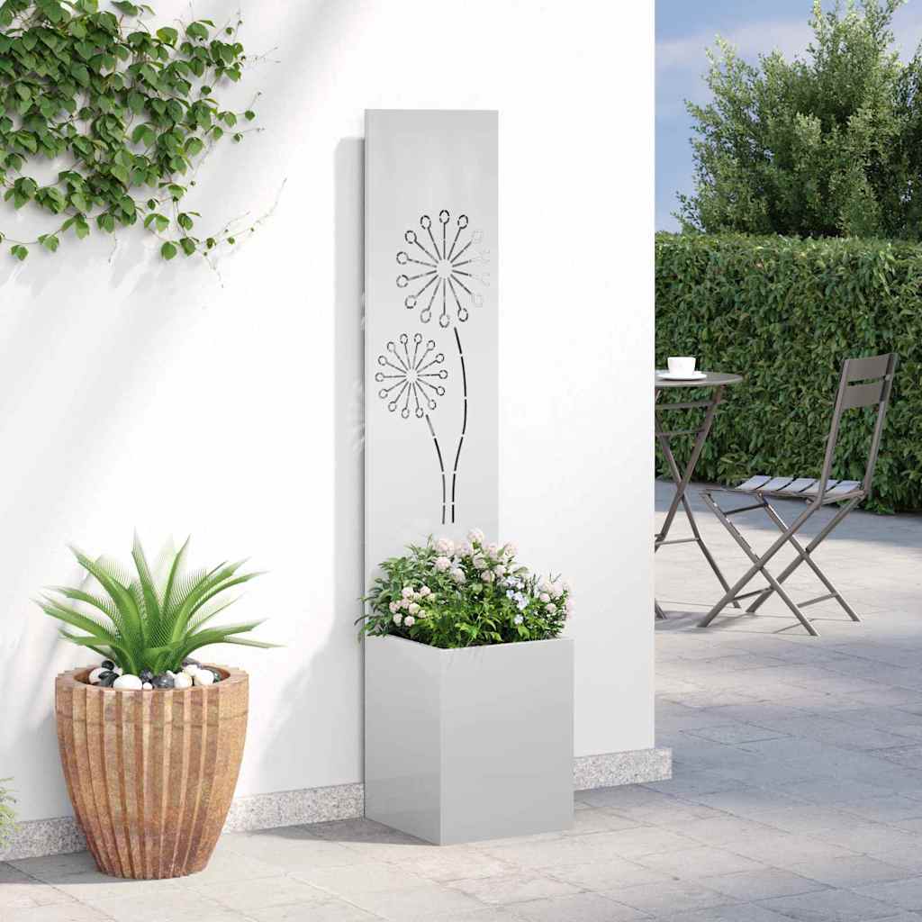 Vaso da Giardino con Pannello Decorativo Argento 32 x 140 cm