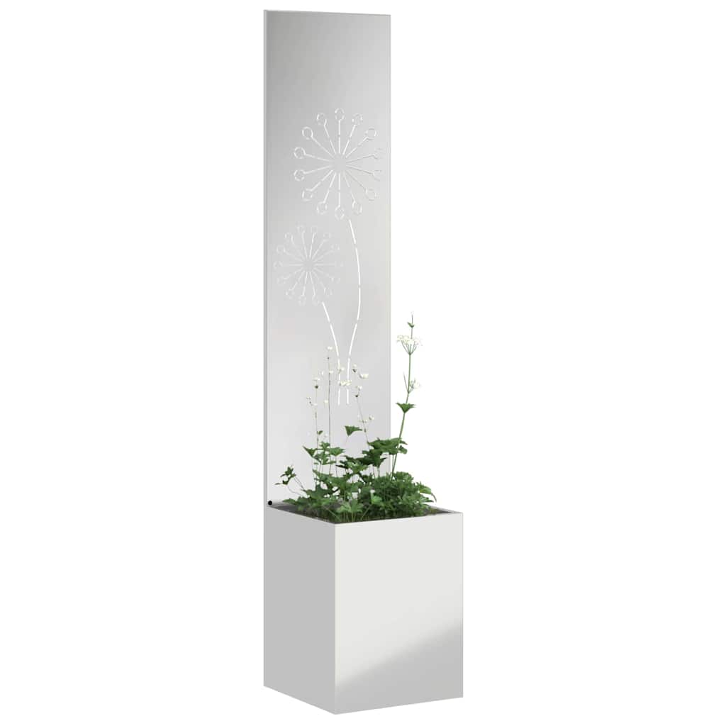 Vaso da Giardino con Pannello Decorativo Argento 32 x 140 cm