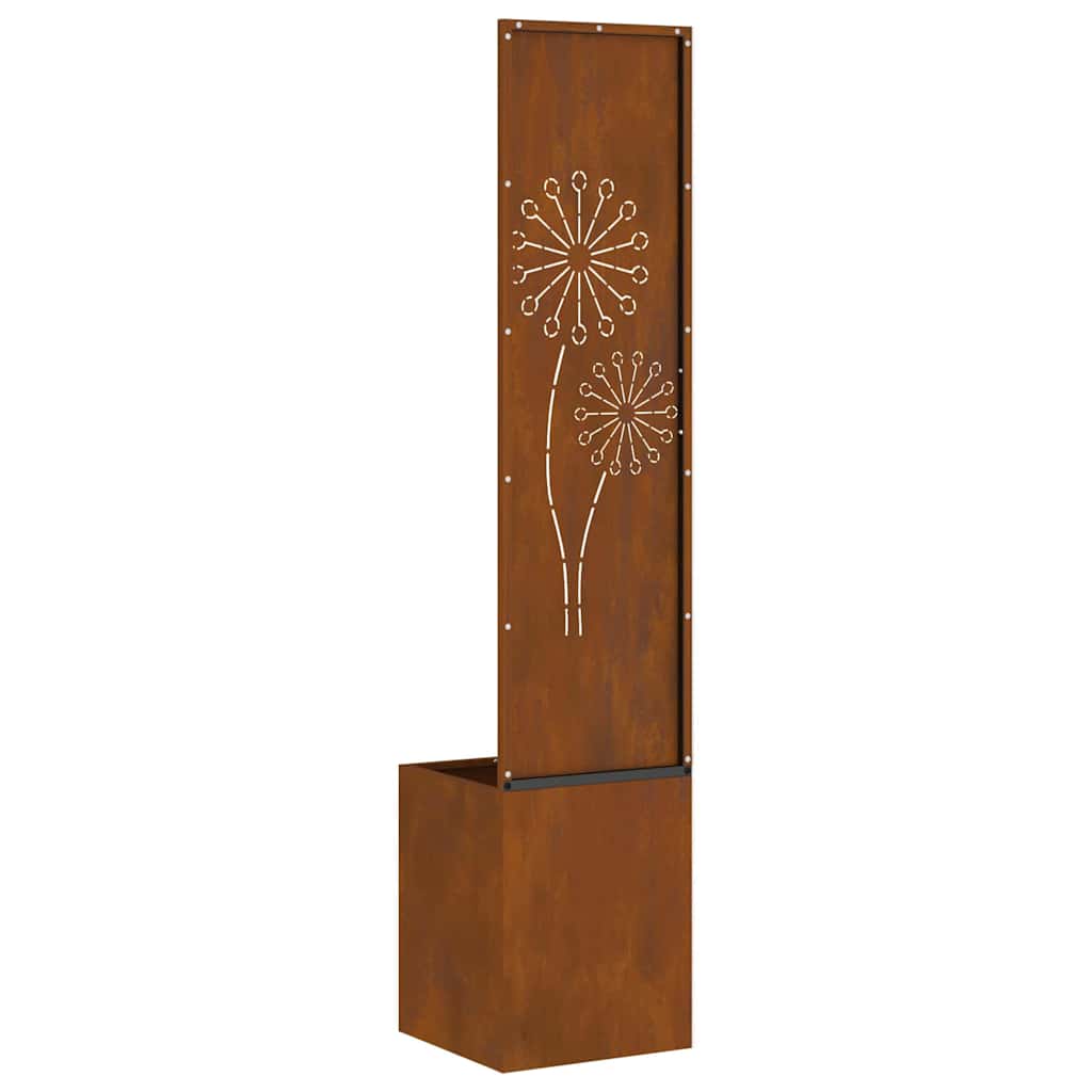 Vaso da Giardino con Pannello Decorativo Ruggine 32 x 140 cm