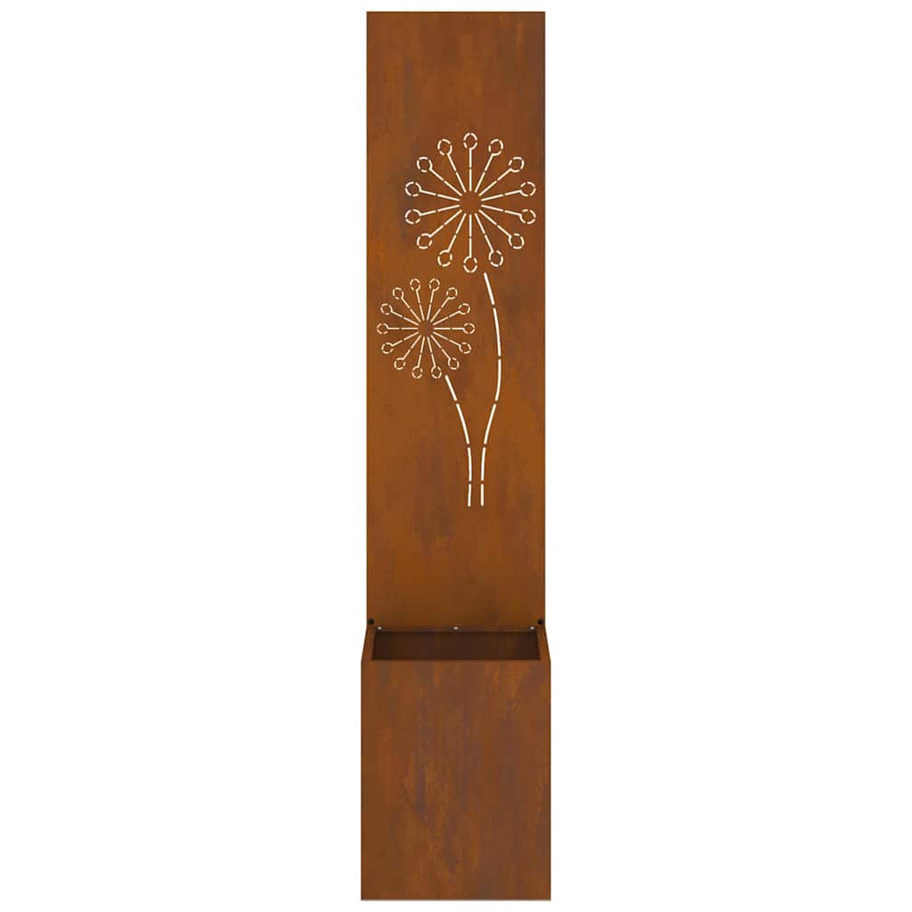 Vaso da Giardino con Pannello Decorativo Ruggine 32 x 140 cm