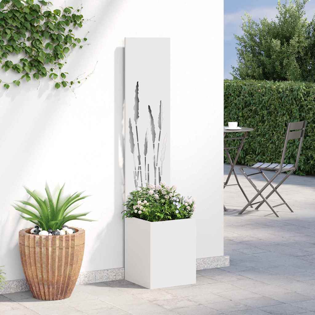 Vaso da Giardino con Pannello Decorativo Bianco 32 x 140 cm