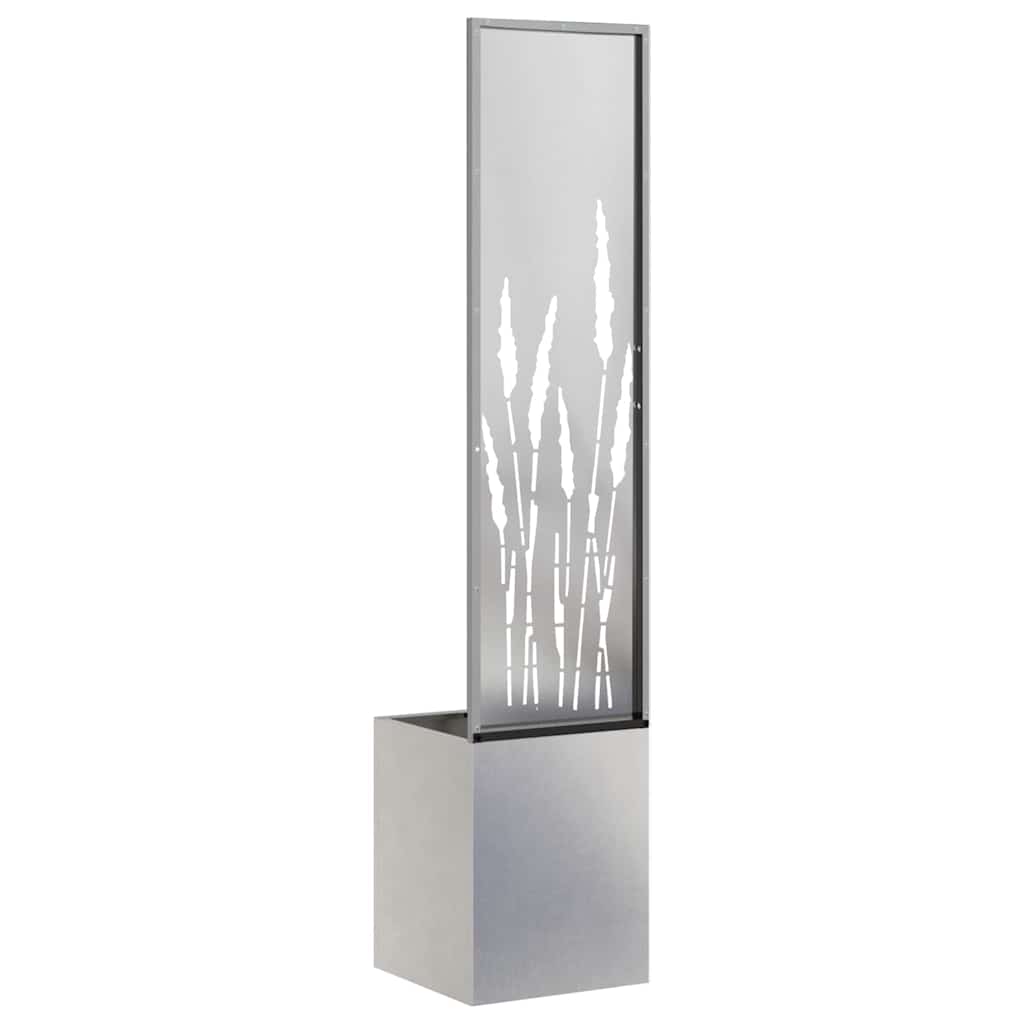 Vaso da Giardino con Pannello Decorativo Argento 32 x 140 cm
