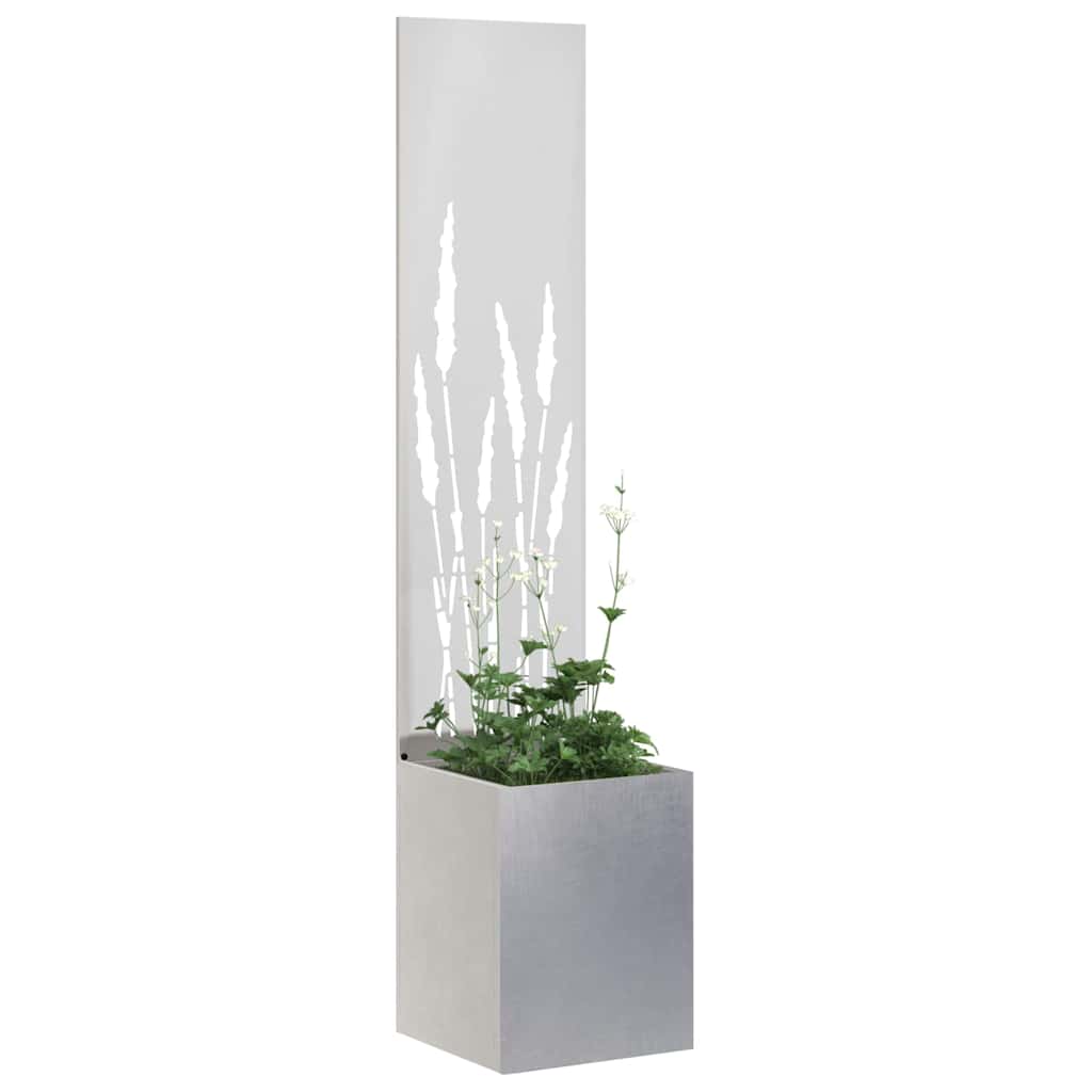 Vaso da Giardino con Pannello Decorativo Argento 32 x 140 cm
