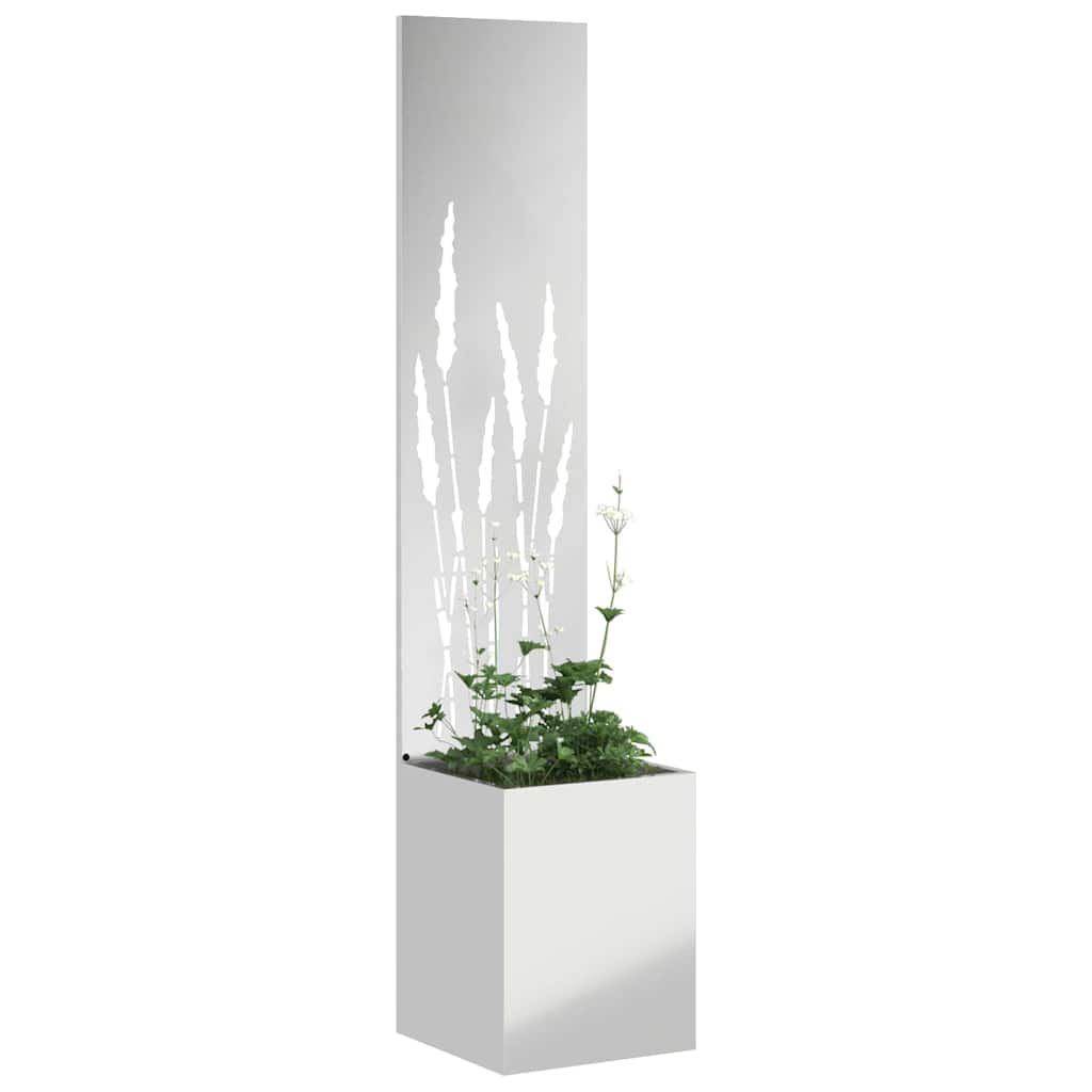 Vaso da Giardino con Pannello Decorativo Argento 32 x 140 cm