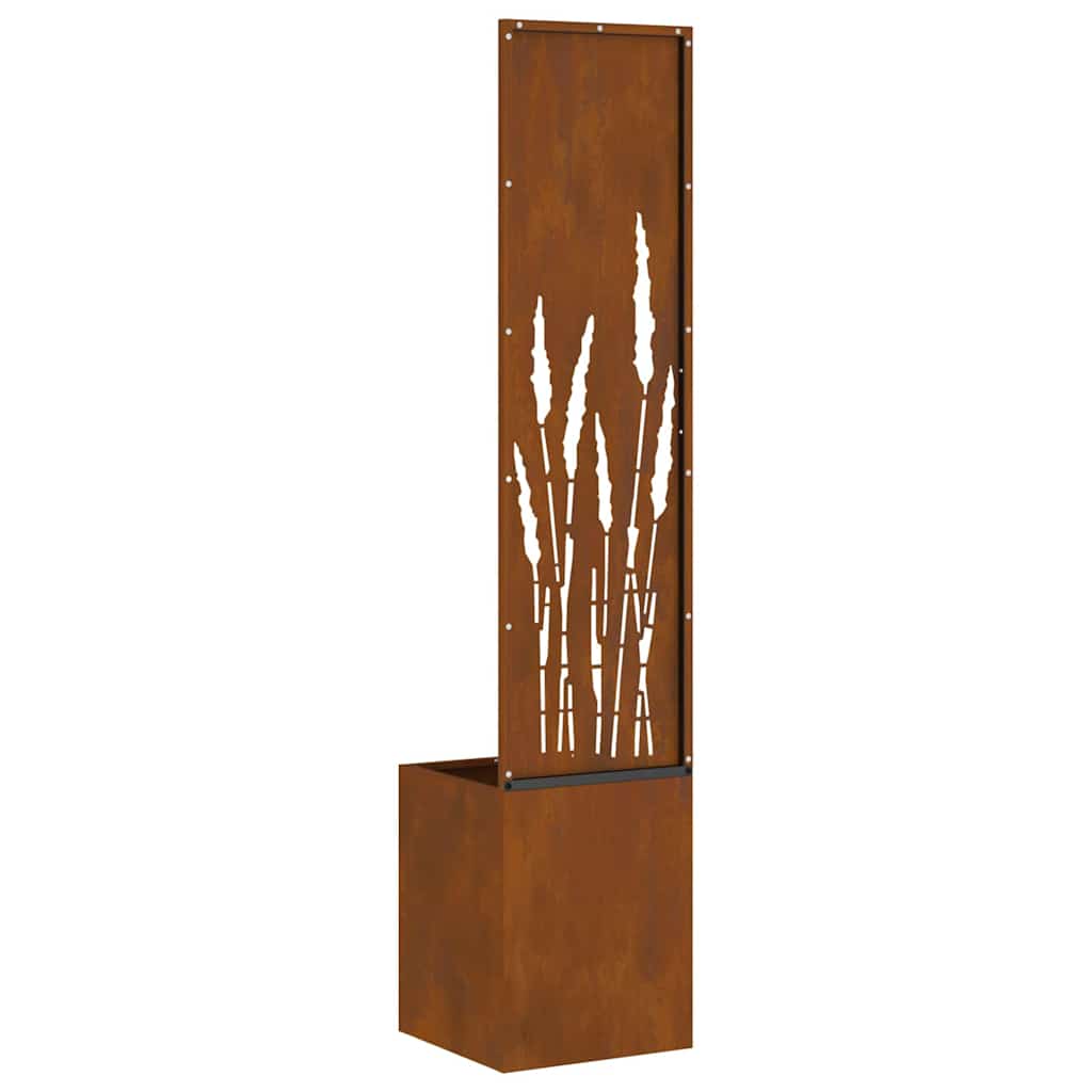 Vaso da Giardino con Pannello Decorativo Ruggine 32 x 140 cm