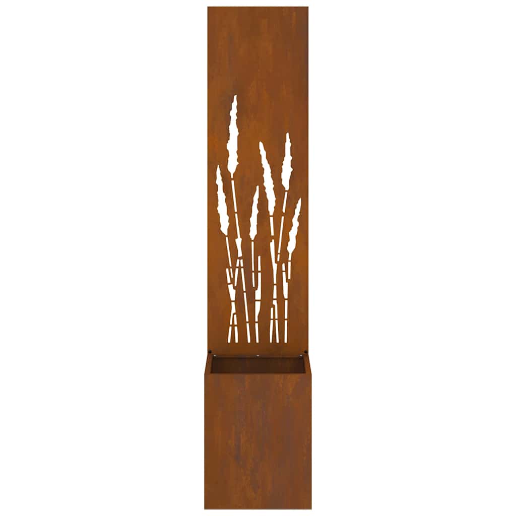 Vaso da Giardino con Pannello Decorativo Ruggine 32 x 140 cm