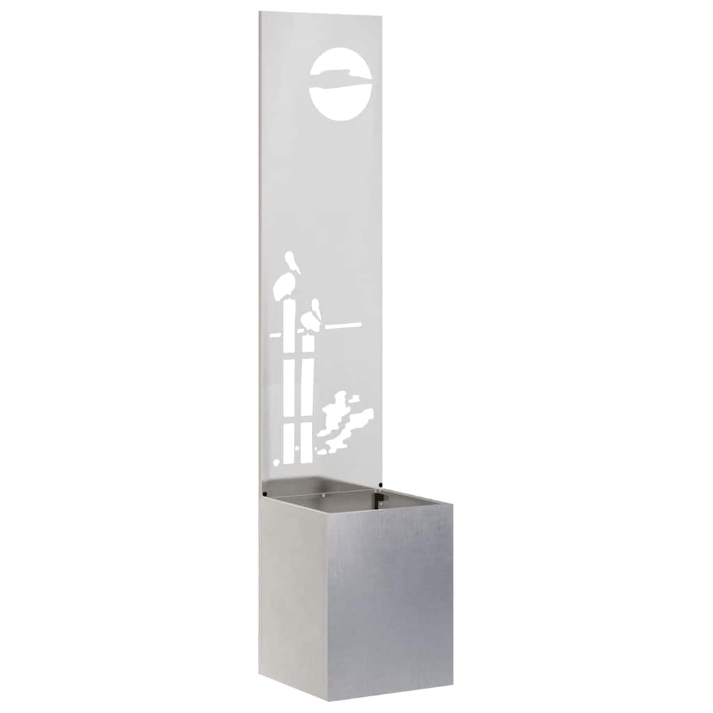 Vaso da Giardino con Pannello Decorativo Argento 32 x 140 cm