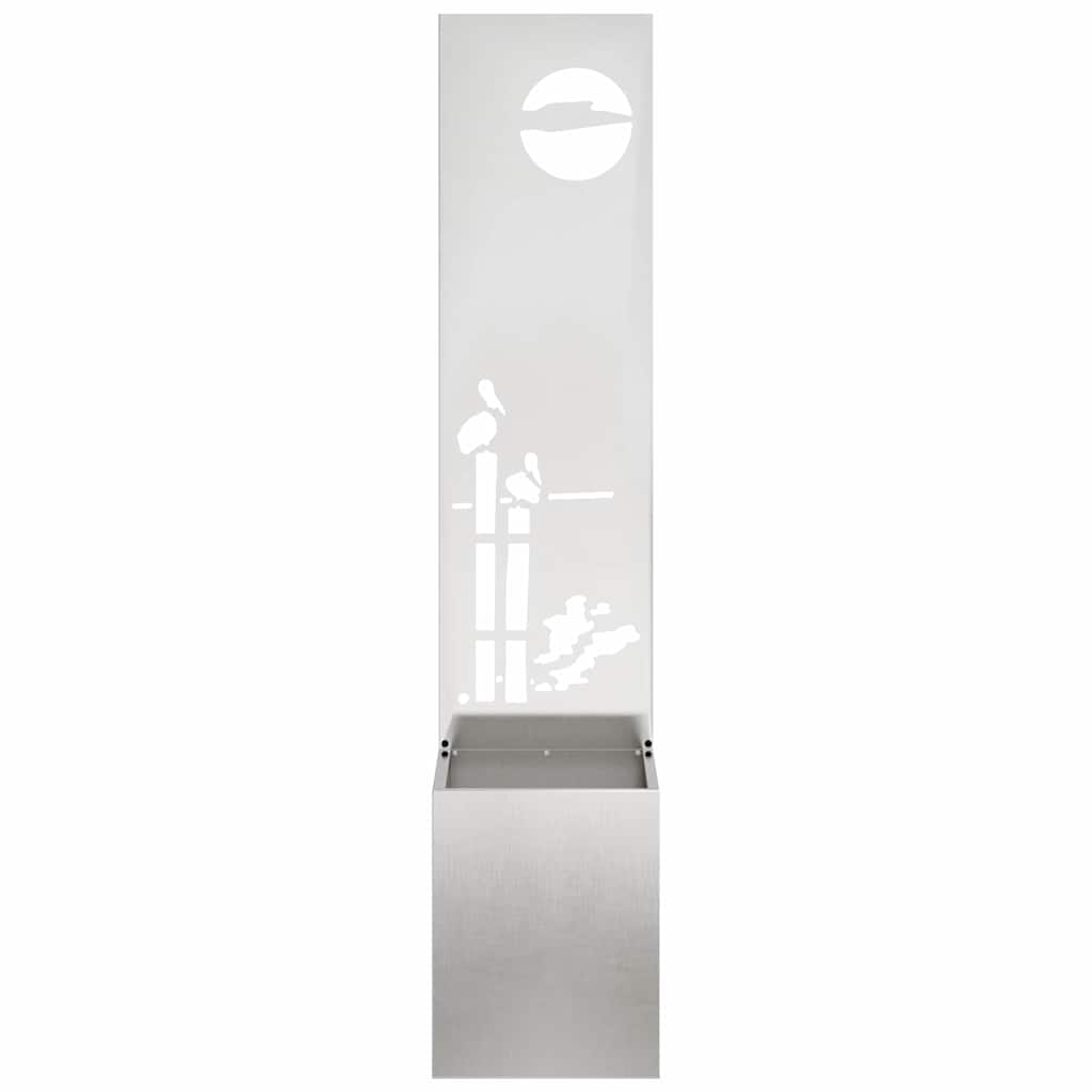 Vaso da Giardino con Pannello Decorativo Argento 32 x 140 cm