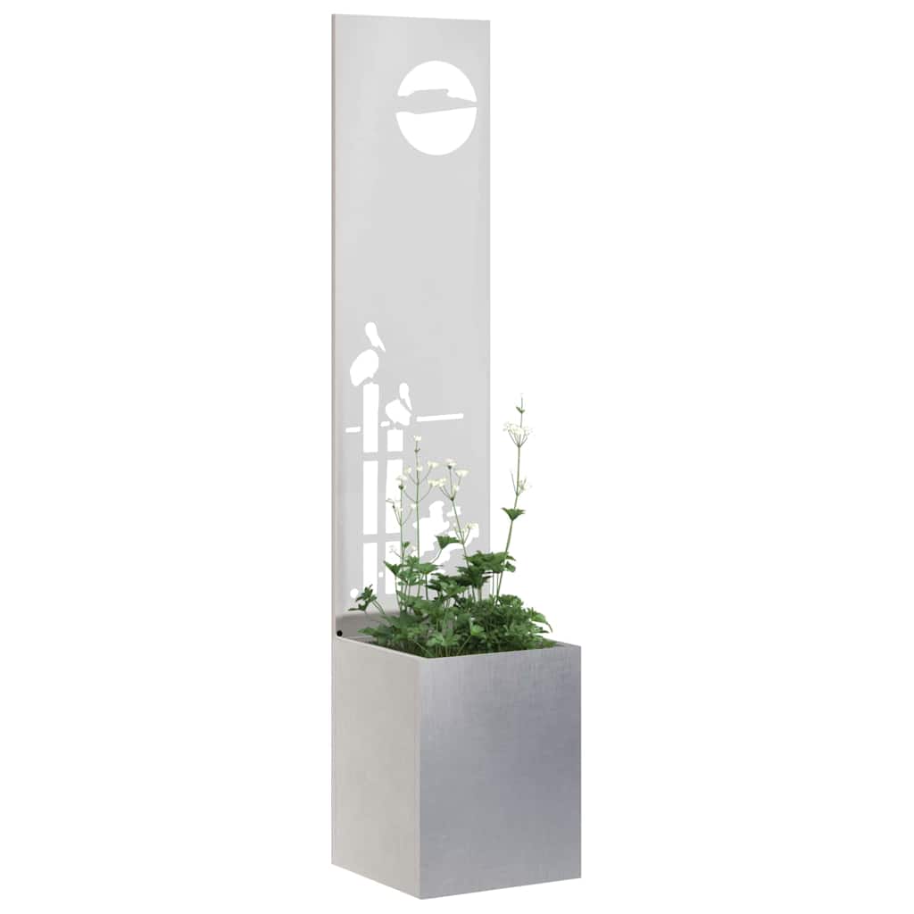 Vaso da Giardino con Pannello Decorativo Argento 32 x 140 cm